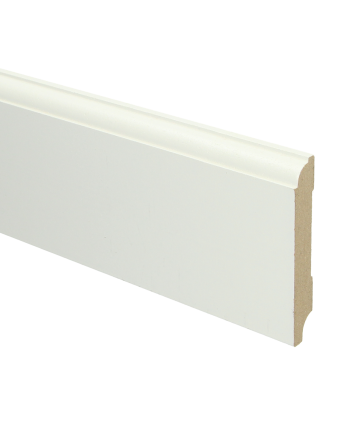MDF Eigentijdse plint 90x18 wit voorgelakt RAL 9010 | 2.4 meter