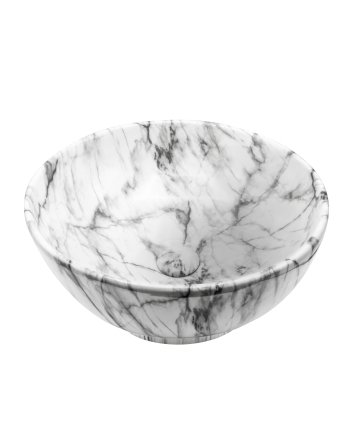 Eco Elegance Zebra Keramische Opbouw Waskom Met Push-Up (41x41x18cm) - Marmeren Look