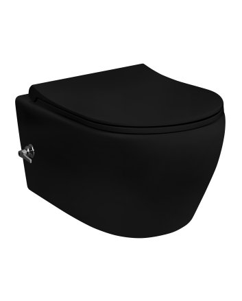 Eco Elegance Rimoff Ophang Wc Met Bidet Warm/Koud Water - Mat Zwart (zonder zitting)