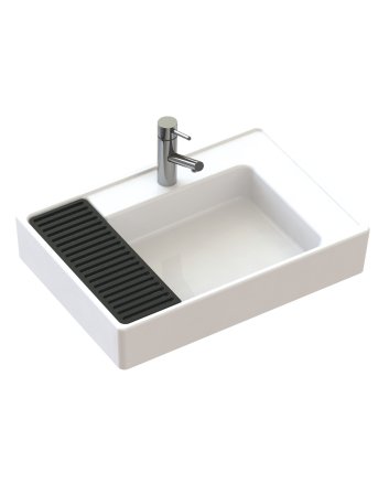 Hunk & Müeller Arya Keramische Wastafel Met Rek (68cm) - Wit