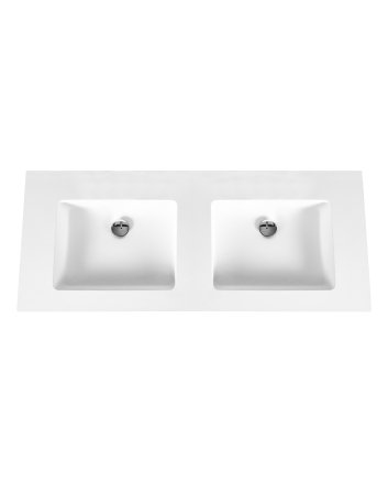 Eco Elegance Solid Surface Dubbele Wastafel Zonder Kraangat (160cm) - Wit