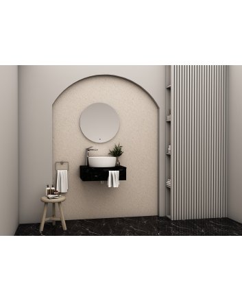 Eco Elegance Felix Onderkast Met Handdoekuitsparing (60cm) - Zwart Marmer