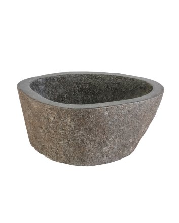 Eco Elegance Waskom Van Natuurlijke Riviersteen - Grijs 30-35x15x3cm