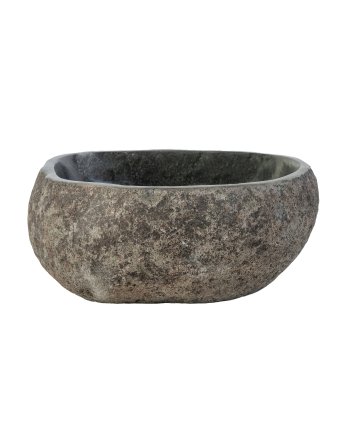 Eco Elegance Waskom Van Natuurlijke Riviersteen - Grijs 30-35x15x2cm