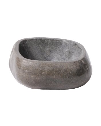 Eco Elegance Volledig Gepolijste Waskom Van Natuurlijke Riviersteen - Zwart 30-35x15x1
