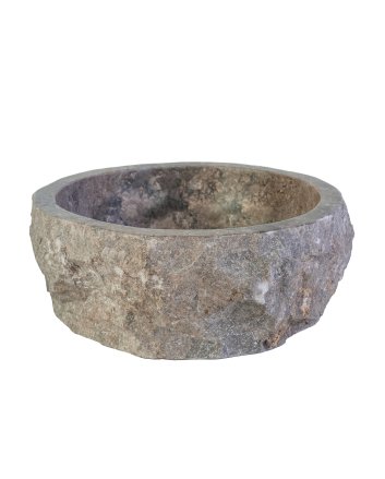 Eco Elegance Geërodeerde Natuurmarmeren Waskom - Grijs 30-35x15cm