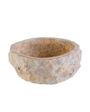 Eco Elegance Geërodeerde Natuurmarmeren Waskom - Bruin 30-35x15cm