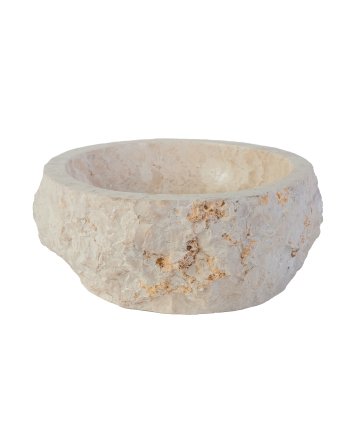Eco Elegance Geërodeerde Natuurmarmeren Waskom - Crème 30-35x15cm