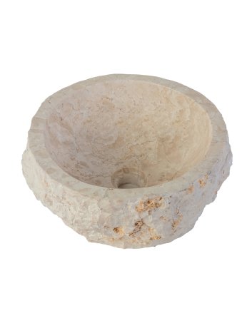 Eco Elegance Geërodeerde Natuurmarmeren Waskom - Crème 30-35x15cm