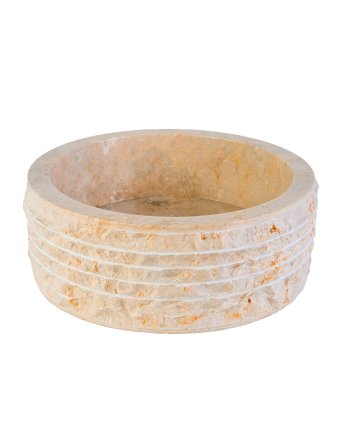 Eco Elegance Marmeren Alur Waskom Met Gepolijste Binnenzijde - Crème 40x15cm