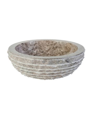 Eco Elegance Marmeren Alur Waskom Met Gepolijste Binnenzijde - Grijs 35x15cm
