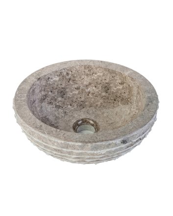 Eco Elegance Marmeren Alur Waskom Met Gepolijste Binnenzijde - Grijs 35x15cm