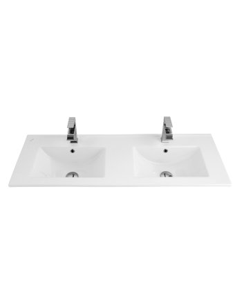 Hunk & Müeller Keramische Wastafel Dubbel (46x120cm) - Wit