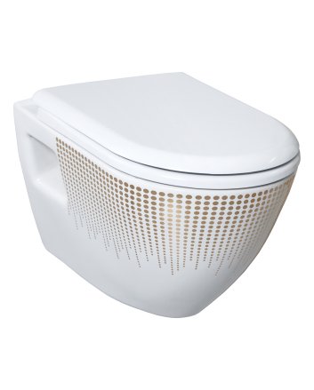 Hunk & Müeller Design Ophang Wc Zonder Sproeier (Bidet), Wit Met Goud Decoratie