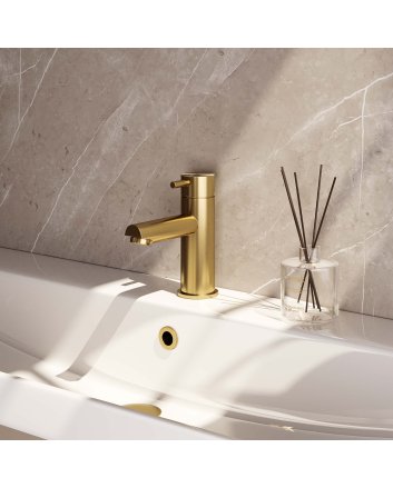 BRAUER Gold Edition lage opbouw wastafelmengkraan model B goud geborsteld PVD