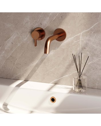 BRAUER Copper Edition inbouw wastafelmengkraan met gebogen uitloop en rozetten model E2 koper geborsteld PVD