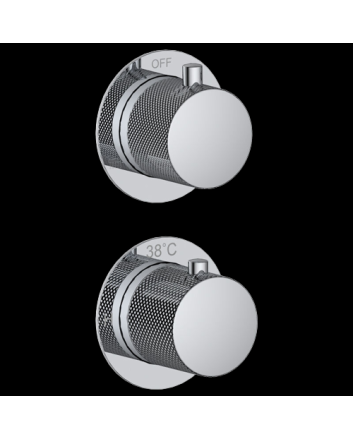 Sani DeLuxe Doucheset inbouw met box thermostaat, muurbevestiging / afwerkringen / douchekop 30 cm rond Chroom met geribbeld knop