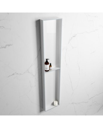 Mondiaz Easy Nis 89,5x29,5cm in solid surface kleur Clay | Talc. 2 vakken geschikt voor in- of opbouw