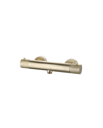 Sani DeLuxe Douchemengkraan opbouw thermostatisch rond Goud Geborsteld met geribbeld knop