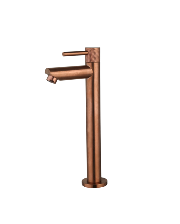 Sani DeLuxe Fonteinkraan opbouw hoog rond Brons met geribbeld knop