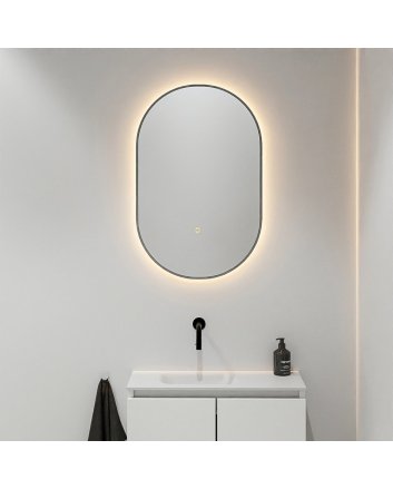 Mondiaz Glow spiegel ovaal 45x90cm Smoke Bewegingssensor LED verlichting rondom
