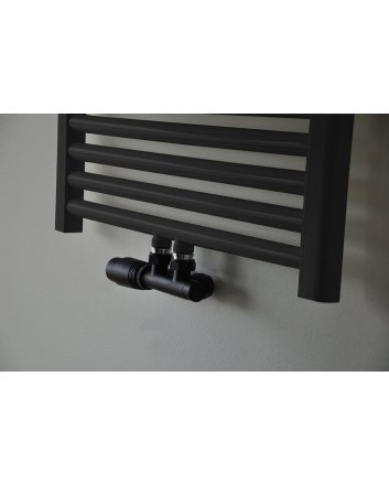 Riko Set thermostatisch onderblok, haaks-links, mat zwart