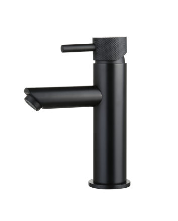 Sani DeLuxe Wastafelmengkraan opbouw Mia Mat Zwart met geribbeld knop