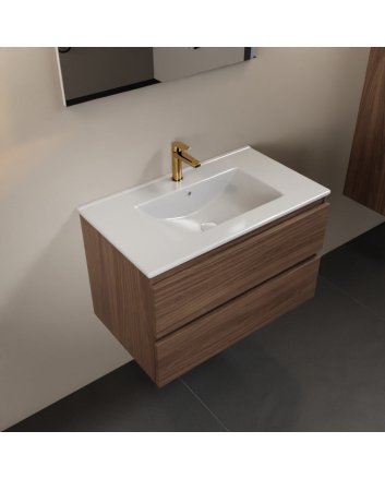 Mondiaz Aivy 80cm badmeubel Mocha, wastafel glanzend wit keramiek midden 1 kraangat