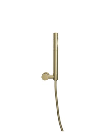 UniMatch handdoucheset met staafhanddouche 1 stand, doucheslang en wandhouder kantelbaar geborsteld messing