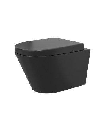Stereo wandcloset rimless met Vesta toiletzitting softclose en quick release mat zwart