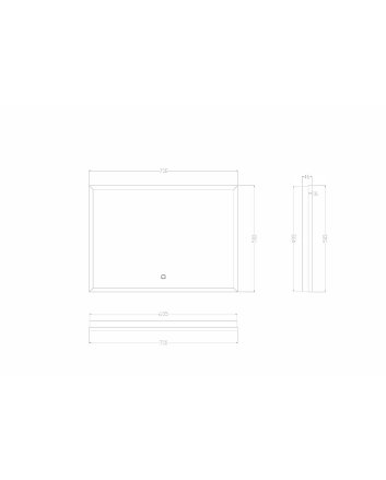 Avi spiegel rechthoek met LED, dimbaar en spiegelverwarming 70 x 50 cm mat zwart