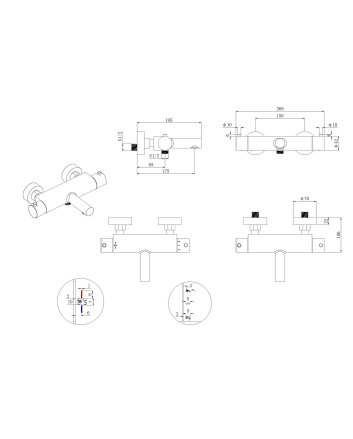 Style thermostatische badmengkraan cooltouch geborsteld staal