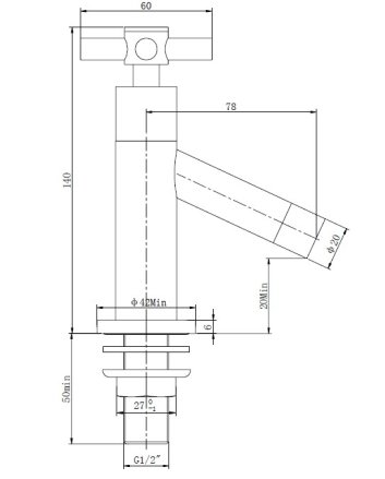 Brizo fonteinkraan Kiwa 1/2" chroom