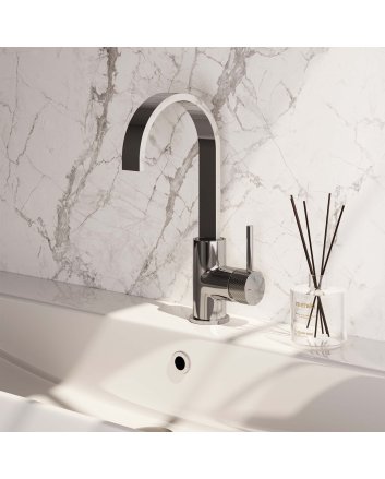 BRAUER Chrome Carving hoge opbouw wastafelmengkraan met draaibare platte uitloop model A chroom