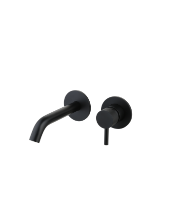 Sani DeLuxe Wastafelmengkraan inbouw met box rond Mat Zwart met geribbeld knop