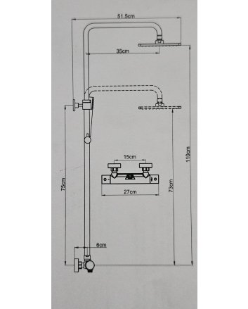 Sani DeLuxe Doucheset opbouw thermostatisch (in hoogte verstelbaar) rond Chroom