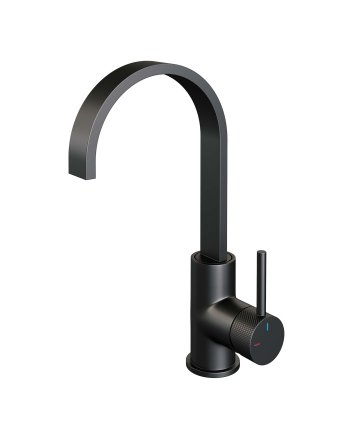 BRAUER Black Carving hoge opbouw wastafelmengkraan met draaibare platte uitloop model A mat zwart