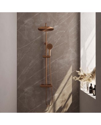 BRAUER Copper Edition opbouw thermostatische regendouche SET 04 met 30 cm douchekop en 3-standen handdouche en doucheslang koper geborsteld PVD