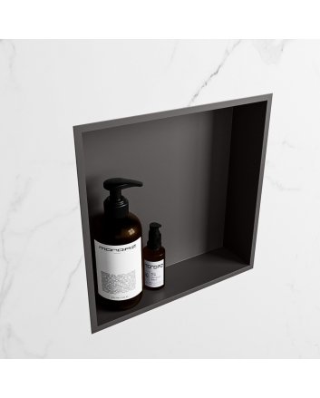 Mondiaz Easy Nis 29,5x29,5cm in solid surface kleur DarkGrey | DarkGrey. 1 vak  geschikt voor in- of opbouw
