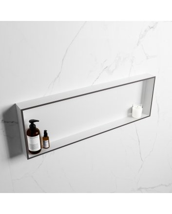Mondiaz Easy Nis 89,5x29,5cm in solid surface kleur DarkGrey | Talc. 1 vak  geschikt voor in- of opbouw
