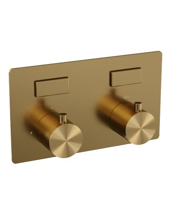 BRAUER Gold Edition thermostatische inbouw regendouche met drukknoppen SET 71 met 20 cm douchekop en plafondarm en 3-standen handdouche en doucheslang en geïntegreerde glijstang goud geborsteld PVD