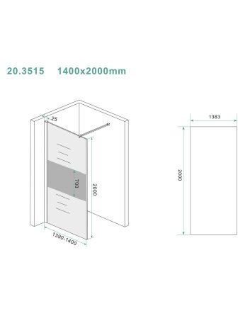 Slim glasplaat 1400 x 2000 x 8 mm nano rookglas met melkglas middenband