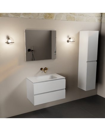 Mondiaz Aivy 80cm badmeubel Talc, wastafel Talc solid surface midden zonder kraangat