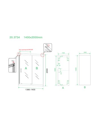 Skyline nis schuifdeur 1400 x 2000 x 8 mm nano helder glas/mat zwart