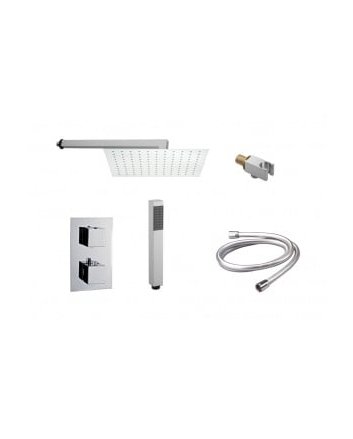 Sani DeLuxe Doucheset inbouw met thermostaat, muurbevestiging / douchekop 30 cm vierkant Chroom