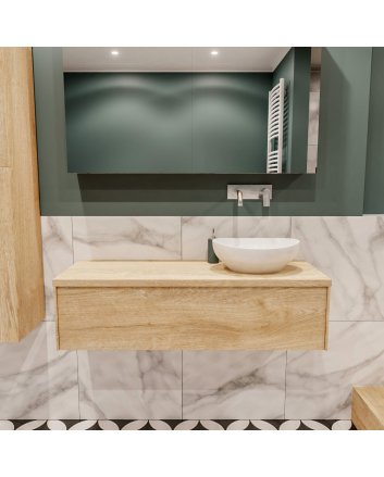 Mondiaz Lush 120 badmeubel washed oak 1 lades Barco rechts geen kraangat