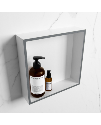 Mondiaz Easy Nis 29,5x29,5cm in solid surface kleur Plata | Talc. 1 vak geschikt voor in- of opbouw
