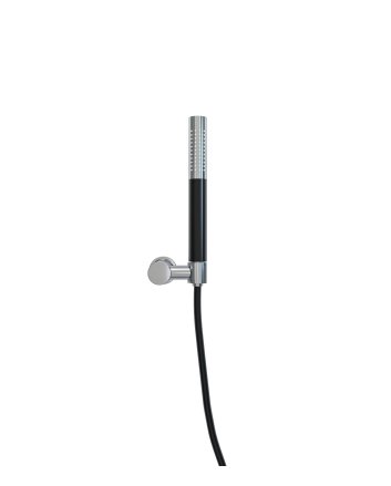 UniMatch handdoucheset met staafhanddouche 1 stand, doucheslang en wandhouder kantelbaar chroom/mat zwart