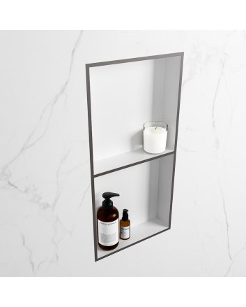 Mondiaz Easy Nis 59,5x29,5cm in solid surface kleur DarkGrey | Talc. 2 vakken geschikt voor in- of opbouw