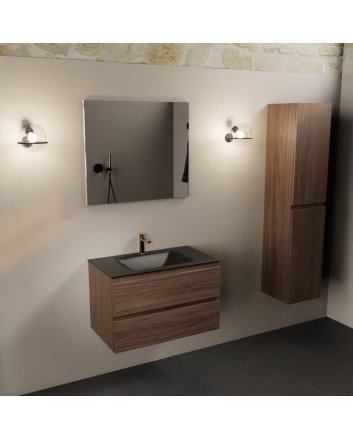 Mondiaz Aivy 80cm badmeubel Mocha, wastafel Urban solid surface midden 1 kraangat